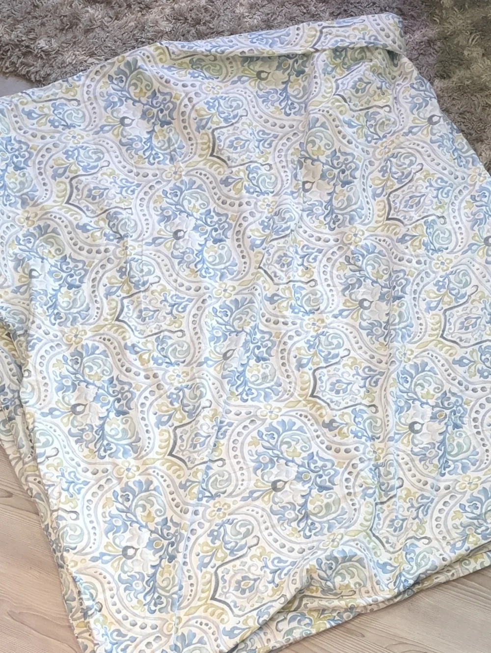 Pottery Barn King Duvet Cover 2 PCs Jessie Scroll Blue Green Organic Cotton